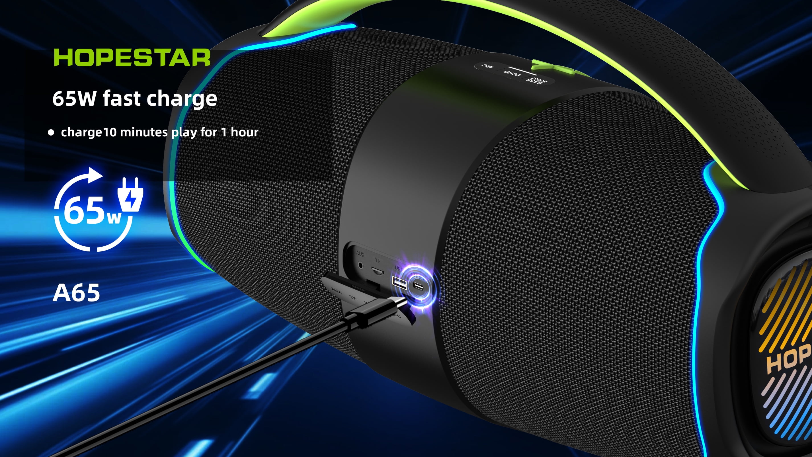 Worryfree Gadgets 300w Portable Bluetooth Speaker with Microphone, Built-In Handle, Tws Support, Blue