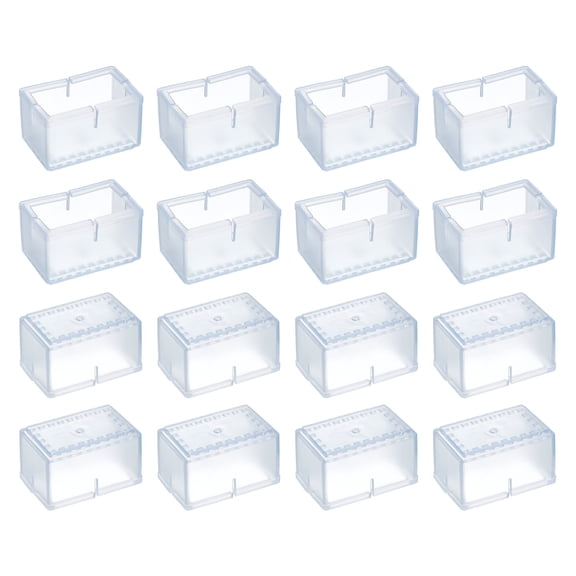 Chair Leg Floor Protectors, 16Pack 47mm(1.85") Rectangle Chair Leg Cover Caps (Transparent)