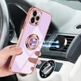 thumbnail image 4 of Compatible with Rose Gold iPhone 13 Pro Max Case for Women Girls Kickstand Ring Holder 360 Rotation Ring Glitter Plating Edge Work with Magnetic Mount Car Luxury Girly Slim TPU Case Purple, 4 of 17