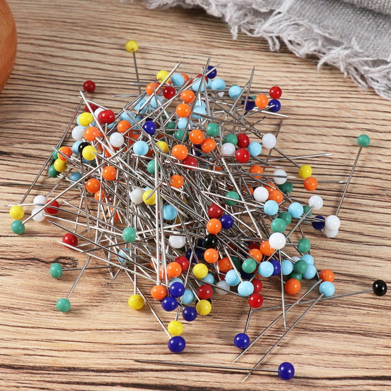 NUOLUX 250pcs Glass Head Multicolor Sewing Pin for DIY Sewing Crafts 4mm  Head and 34mm Pin