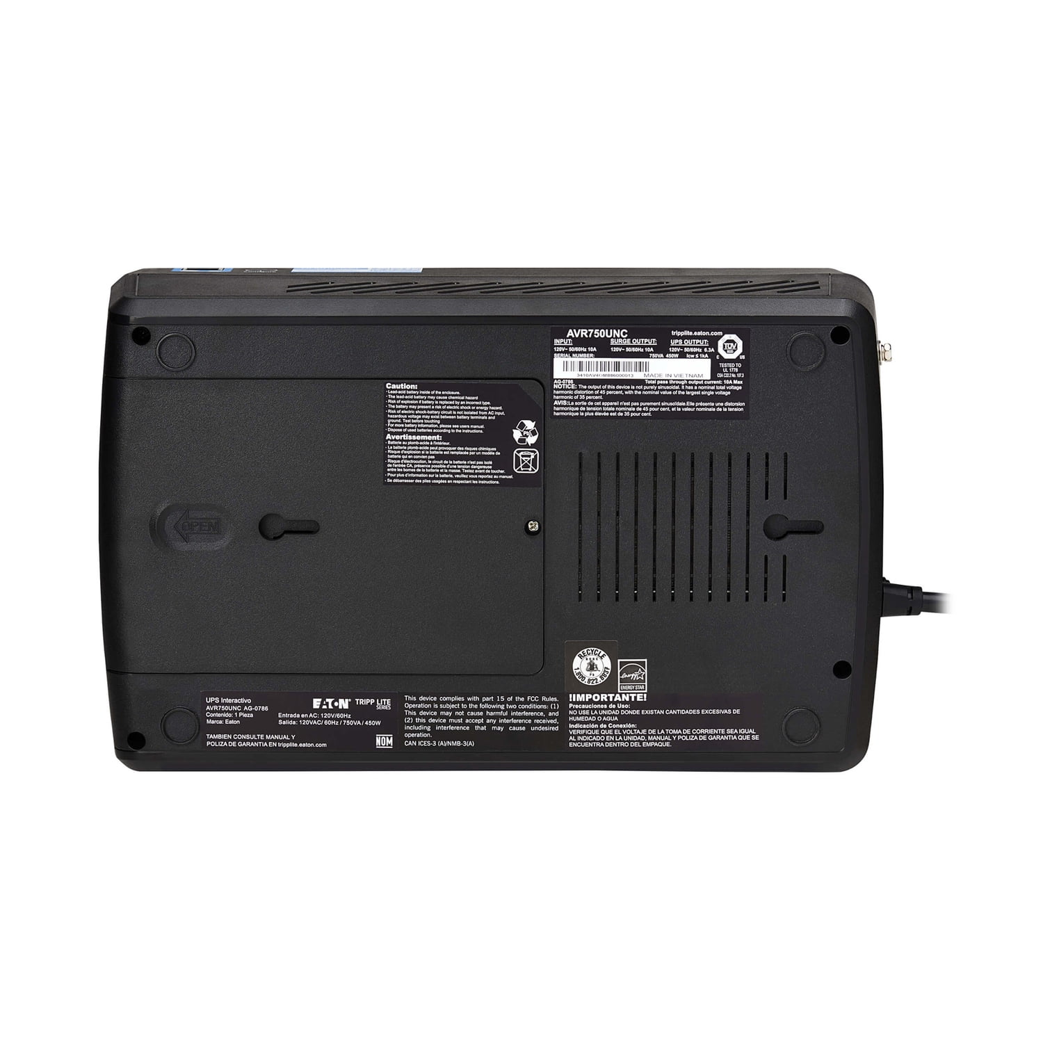 Tripp Lite by Eaton 450-Watt Line-Interactive Cloud-Connected Desktop UPS with Remote Monitoring, 12 Outlets, 5-Ft. Cord, AVR750UNC