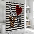 thumbnail image 6 of Valentine's Day Shower Curtain, Waterproof Shower Curtains for Bathroom, Love Heart Black Striped Farmhouse Washable Fabric Bathtub Curtain Set Bath Decor with 12 Hooks Standard 72"x72", 6 of 8