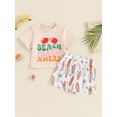 thumbnail image 2 of Nygoyerh Toddler Baby Boys Summer 2Pcs Clothes Beach Letter Print Short Sleeve T-Shirt Tops Casual Elastic Shorts 0-3T Infant Short Pants Sets for Daily Vacation, 2 of 9