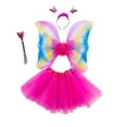 thumbnail image 2 of Conjunto de disfraz de hada para niñas, 4 piezas, ala de mariposa, disfraces de Halloween para niños Yinane  Ala del ángel, 2 of 8