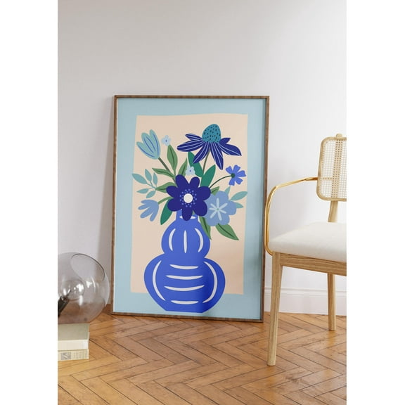369 Prints retro Flower Wall Art Set, Blue Floral Print, Matisse Print Flower Poster, Housewarming Gift, Art, Wall Decor, Poster Only