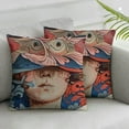 thumbnail image 3 of Surreal Pillow Sham, Illustration of Ornamented Goldfishes and Human Portrait on Background, Decorative Standard King Size Printed Pillowcase, ", Eggshell Blue and Coral, 3 of 7