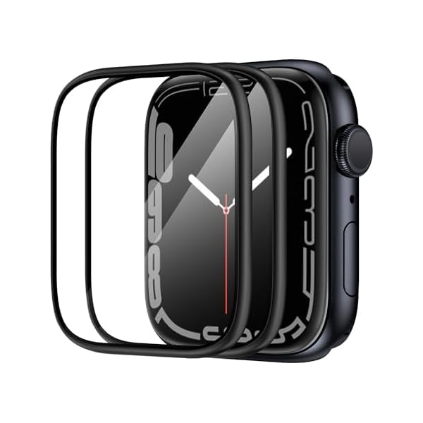 wonima02 2 Pack Tempered Glass Screen Protector with Titanium Alloy Frame Compatible with Apple Watch SE2 SE Series 6 5 4 44mm Screen Protector, Waterproof HD Film for iWatch 44mm Black