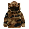 thumbnail image 2 of SDJMa Toddler Baby Boys Girls Stripe Camouflage Plush Cute Bear Ears Winter Hoodie Thick Coat Jacket, 2 of 9