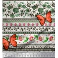 thumbnail image 1 of Soimoi Green Moss Georgette Fabric Floral & Insect Patchwork Print Fabric by The Yard 42 Inch Wide, 1 of 3