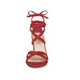 thumbnail image 2 of BLISSFUL STEP Women's Sandals High Block Heels Solid Color Lace up Sandals Red Heel 11, 2 of 8