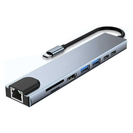 HDMI TV Adapter for TCL 50 LE/XE 5G/XL 5G/60/60R/K32 5G - 8-in-1 USB-C Hub RJ45 Ethernet Port TYPE-C PD Charger Card Reader Audio Video Projector Converter Network