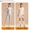 thumbnail image 4 of Conjunto de ropa interior térmica de cuello redondo de alta elasticidad con pantalones largos sin costuras de seda de cachemira negra y dorada, 4 of 5