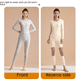 thumbnail image 4 of Conjunto de ropa interior térmica de cuello redondo de alta elasticidad con pantalones largos sin costuras de seda de cachemira negra y dorada, 4 of 5
