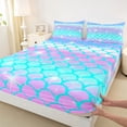 thumbnail image 3 of jejeloiu Ocean Mermaid Print Queen Sheet Sets,Pink Blue Ombre Bed Set For Girls Kids 4pcs, 3 of 7