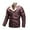 Burgundy, variant on Herrnalise Men Casual Solid Retro Zipper Fashion Motorcycle Plus Velvet Turndown Leather Winter Jacket Coats Burgundy
