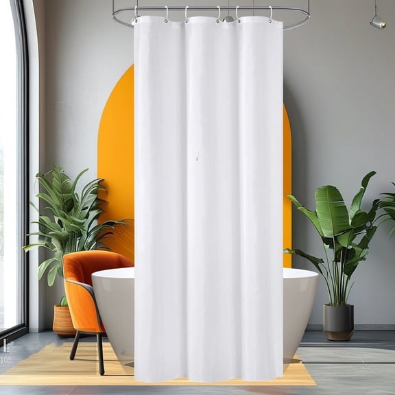 EMLTHORY Waterproof Fabric Stall Shower Curtain Liner , 48 x 78inch Half Size Cloth Shower Liner Washable, Narrow White Lightweight Bath Curtain for Single Stall