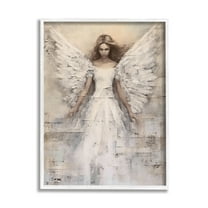 Stupell Industries Spiritual Abstract Angel Abstract Painting White Framed Art Print Wall Art, 16 x 20
