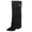 Black, variant on Suede Knee High Boots with Adjustable Buckle Strap, for Fall Winter Fashion, Comfortable Heeled Booties, Womens Boots