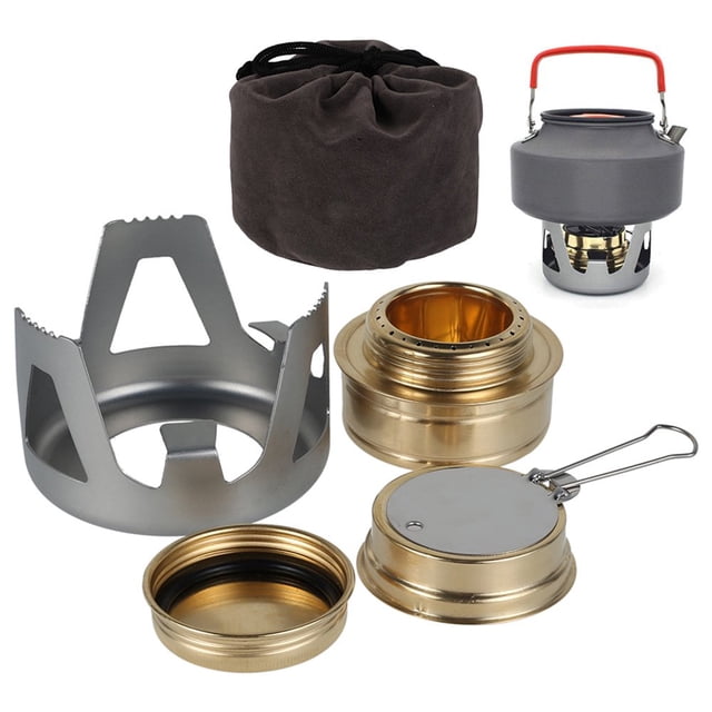 HLONK Réchaud à Alcool Portable Réchaud de Pique-Nique Extérieur Mini Réchaud à Alcool pour Randonnée Brûleur à Alcool Léger en Laiton