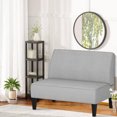 thumbnail image 3 of Andeworld Linen Loveseat Sofa Couch Upholstered Small Loveseat for Bedroom Armless Living Room Chairs Cushioned 2-Seater Settee loveseat (Light Gray), 3 of 7