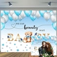 thumbnail image 2 of 9 x 6 ft We Can Bearly Wait Bear Backdrop Bear Baby Shower Party Backdrop Teddy Watercolor Blue Balloons Star Leaves Background Baby Shower Boy Birthday Party Decor Newborn Photo Shoot Decor Props, 2 of 5