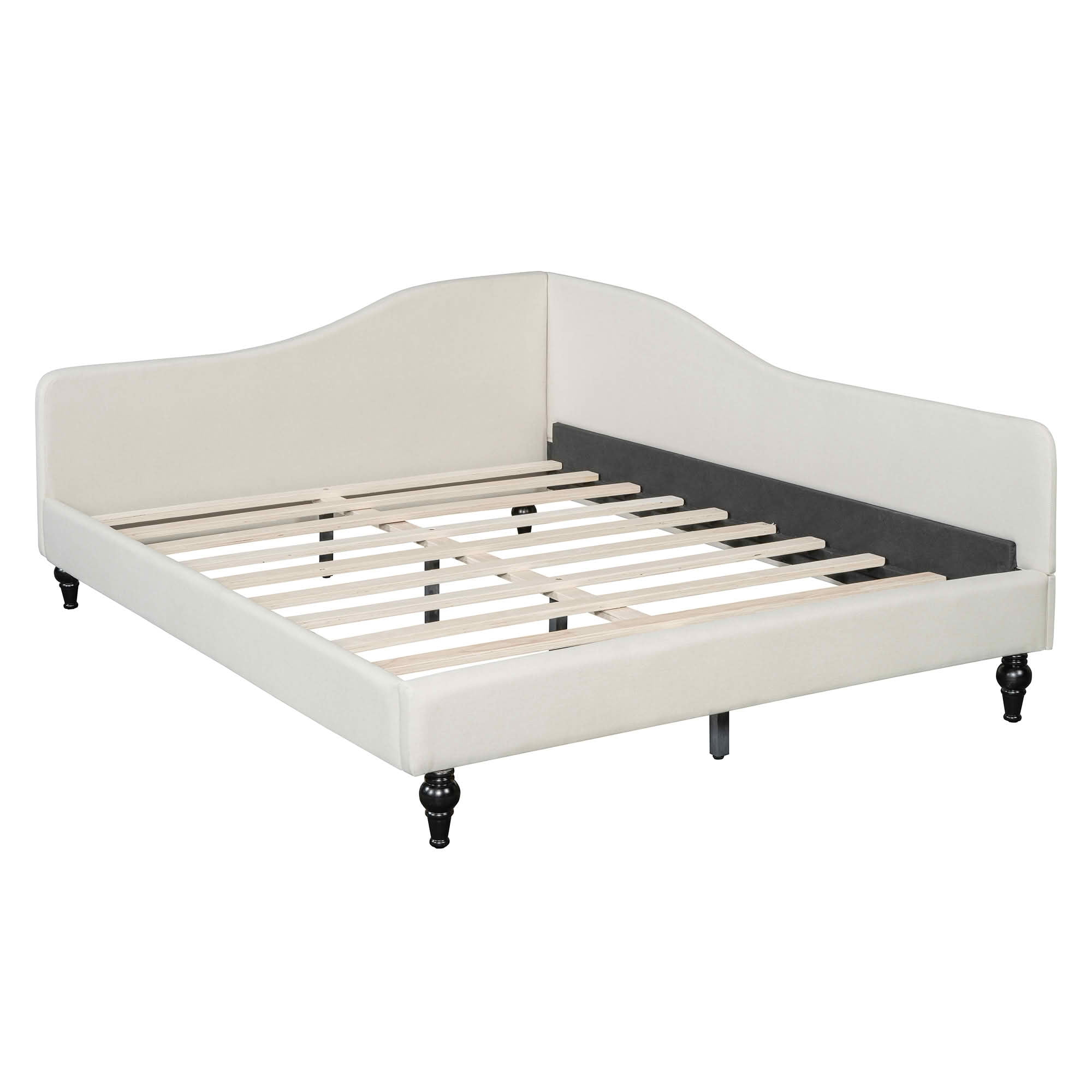 MAYEERTY L-Shaped Semi-Enclosed Upholstered Daybed with Solid Wood Legs, Twin & Full Size Available