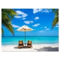 thumbnail image 2 of designart pt9446-20-12 turquoise beach with chairs seashore photo canvas print 12" h x 20" w x 1" d 1p blue, 2 of 5