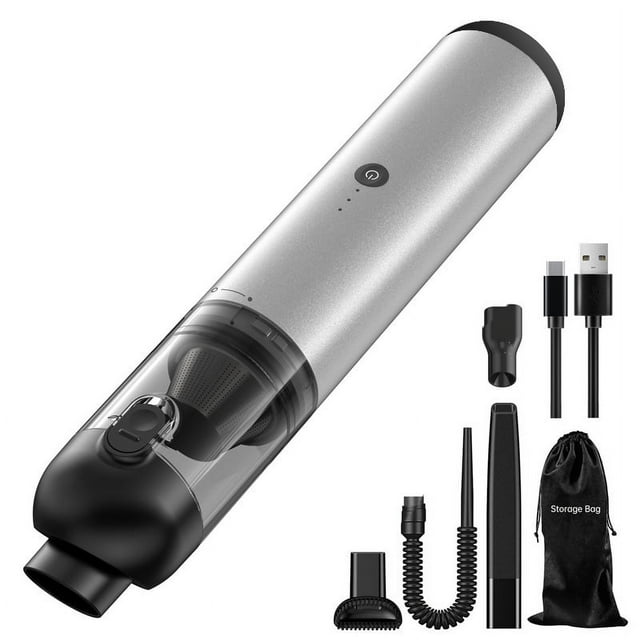 Aspirador de Coche Aspirador de Mano Inalámbrico, Aspirador de Mano Recargable con 14000PA de Alta Potencia, 2 Velocidades, Vaso para Polvo de 300 ml, Mini Aspirador Portátil y Liviano para Coche