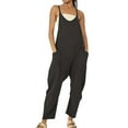 thumbnail image 2 of Tittly Jumpsuits for Women Sweatpants Women Women's Casual Sleeveless Jumpsuits V Neck Spaghetti Strap Overalls Long Pants Romper With Two Pockets Lounge Pants Women Womens Pants Black 5XL, 2 of 5