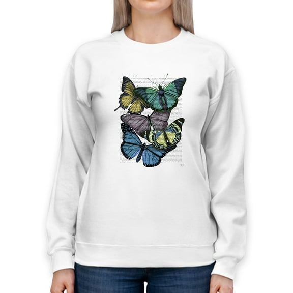Butterflies On Paper Iv Sweatshirt Women -Fab Funky Designs, Female Medium