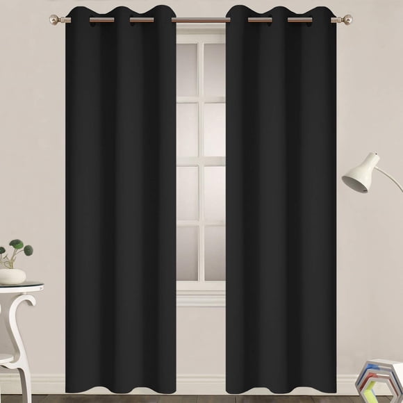 Cortinas opacas Yakamok negras con aislamiento térmico de 38 x 84 cm