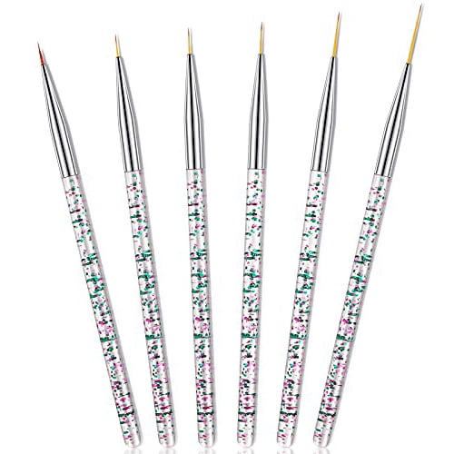 BlinkLLX 6 Pcs Eyeliner Brushes Fine Point Thin Eye Makeup Gel Eyeliner Brush Water Activated Graphic Cosmetic Liner Wands for Eyes Makeup Tools(Bright Style)