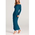 thumbnail image 3 of Vestido PRETTYGARDEN Maxi Azul Lago con Hombros Descubiertos, Fruncido y Abertura XL, 3 of 8
