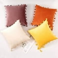 thumbnail image 4 of Nvzi Velvet Soft Solid Decorative Throw Pillow Cover with Tassels Boho Accent Cushion Case for Couch Bedroom Car Yellow 18''x18'', 4 of 5