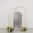 thumbnail image 2 of Efavormart Sparkly Silver Big Payette Sequin Fitted Chiara Backdrop Stand Cover for Round Top Wedding Arch, Single Sided - 5ft, 2 of 5