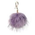 thumbnail image 1 of C.C Enlarged Faux Fur Pom Pom Key Chain Key Ring Handbag Tote Accessory - Lavender, 1 of 3