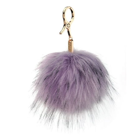 C.C Enlarged Faux Fur Pom Pom Key Chain Key Ring Handbag Tote Accessory - Lavender