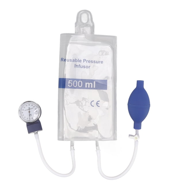 500ml Fluid Infusion Bag, Transparent TPU Quick Infusion Professional Pressure Infusion Bag With Metal Pressure Gauge For Field Emergency For ICU