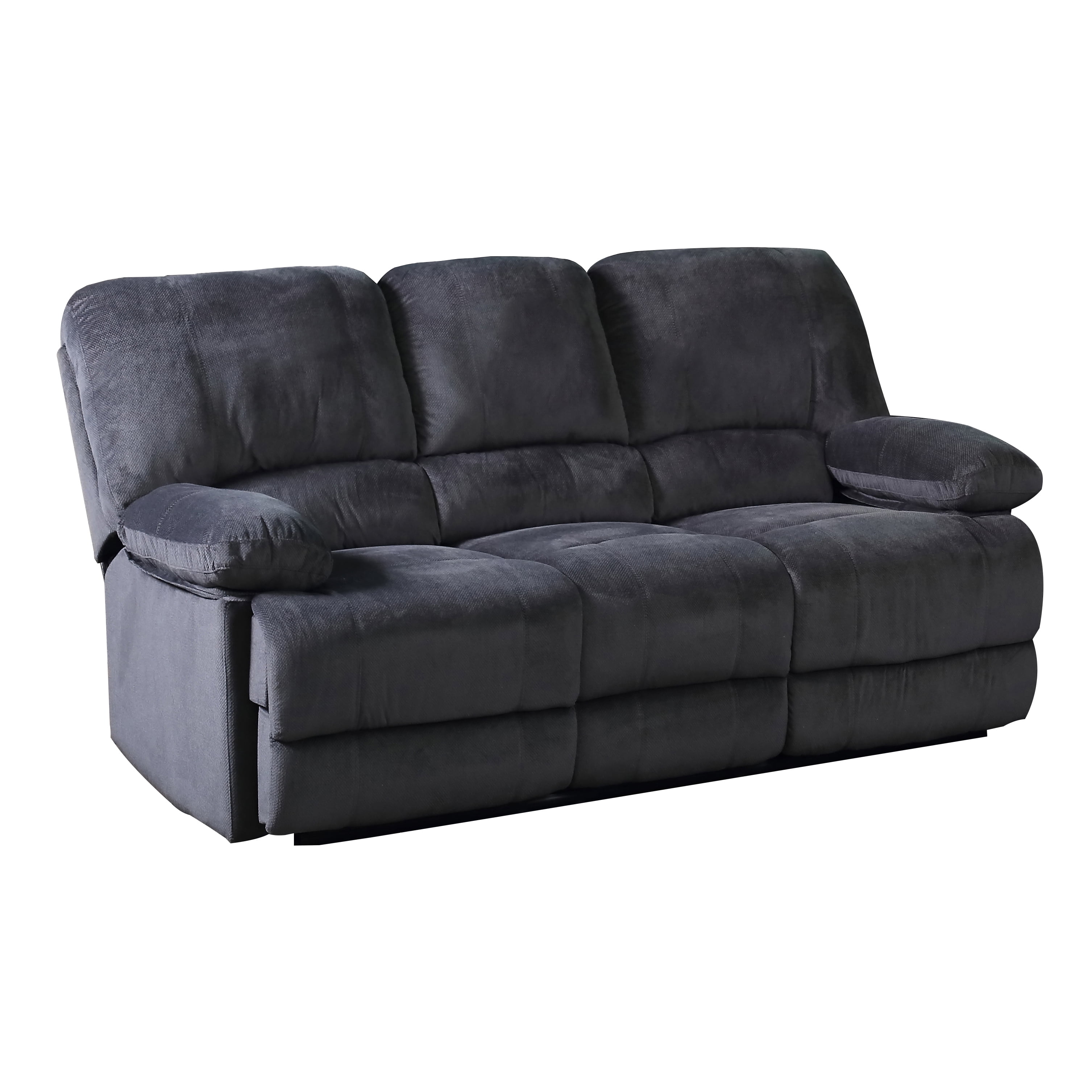 Kevin Collection Contemporary Upholstered Reclining Sofa with Dual Recliners, Grey