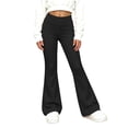 thumbnail image 4 of BLVB Girl's Flare Pants High Waisted Yoga Bootcut Pants Teen Kids Full Length Bell Bottoms Legging(Black,7-8 Years), 4 of 8