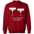 thumbnail image 2 of OXI Crewneck Sweatshirt - It's All Fun And Games, Basic Casual Sweatshirts for Men's and Women Fleece Sweatshirt Long Sleeve - Antiquee Cherry Small, 2 of 2