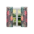 thumbnail image 2 of Mkhert Red Round Pattern Blackout Window Curtain Kitchen Curtain 26X39 Inch, 2 Panels, 2 of 3