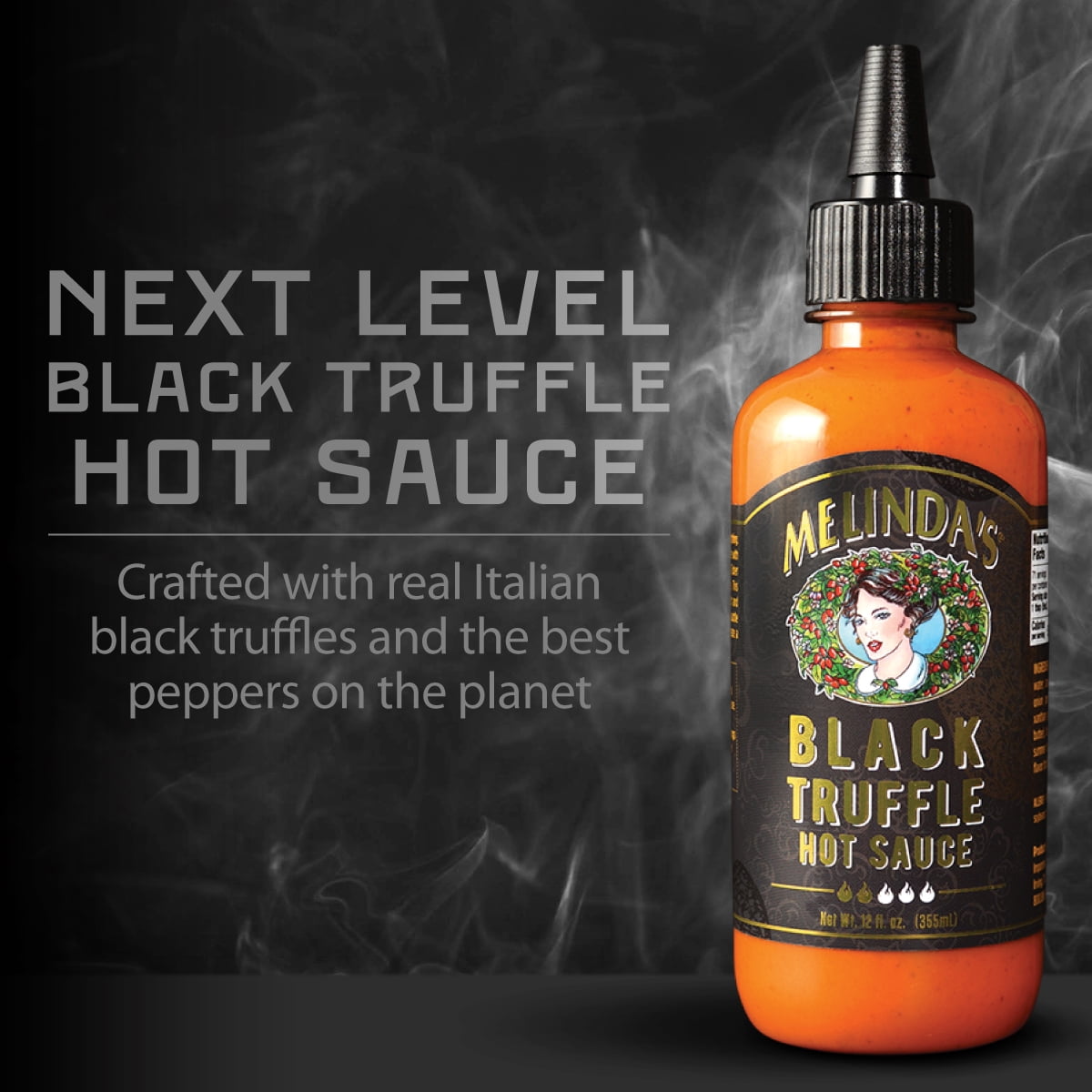 (6 pack) Melinda's Black Truffle Hot Sauce, Condiment and Sauce, 12 oz