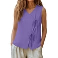 thumbnail image 7 of Women's Sleeveless V-Neck Linen Tank Top, Solid Color Casual Summer Blouse, 7 of 7