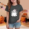 thumbnail image 2 of NIEWTR Girls Kids halloween Crew Neck Short Sleeve Cartoon Holiday Print Soft Loose Halloween Casual Tee Tops Lovely Tops(7-8 Years), 2 of 5
