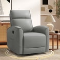 thumbnail image 1 of Bonzy Home 360° Swivel Rocker Recliner Chair, Manual PU Leather Reclining Chair with Side Pocket, Nursery Rocking Chair with Padded Armrest and Backrest for Living Room, Bedroom, Grey, 1 of 8