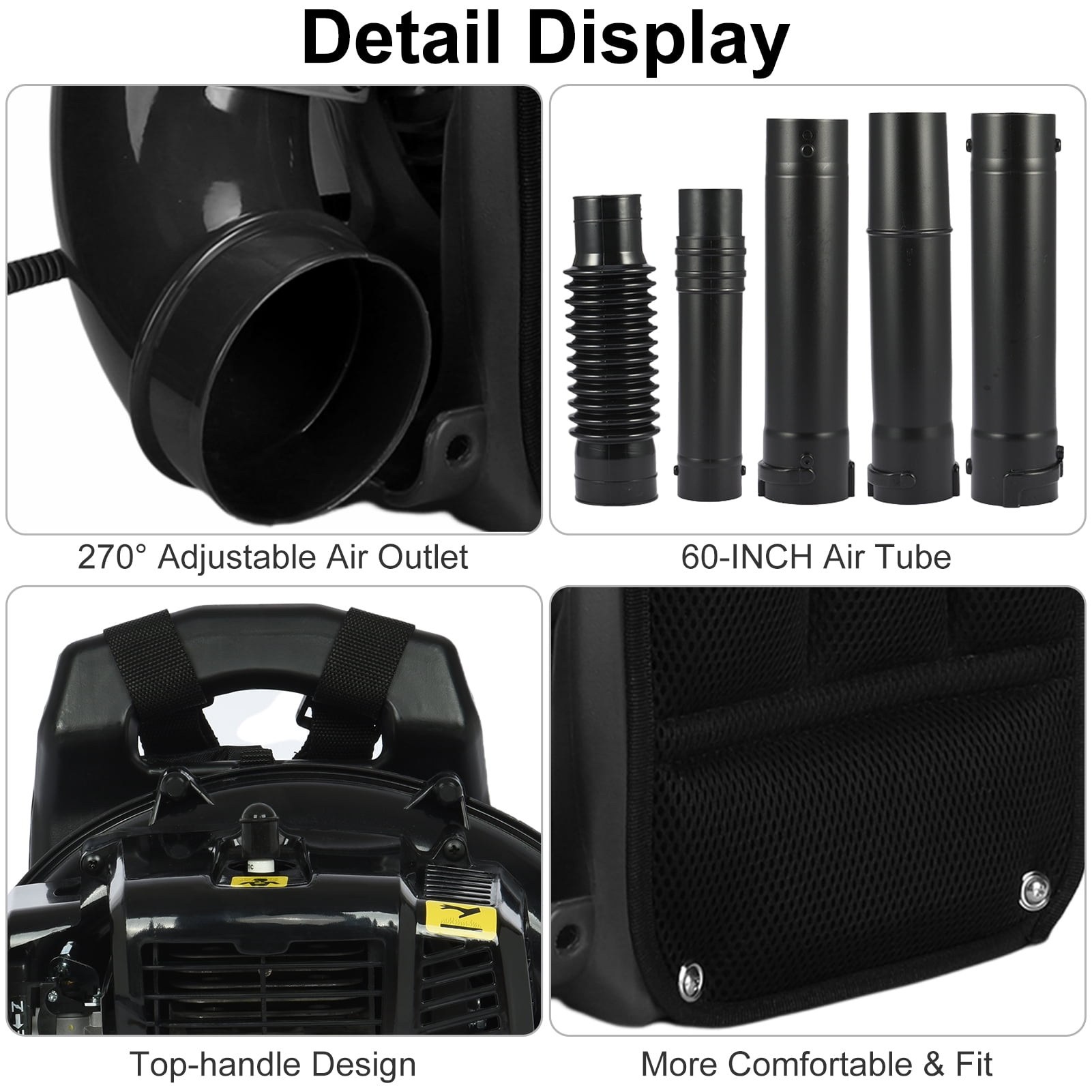 Nuoxin Backpack Leaf Blower, 52CC 550CFM Leaf Blower, 2 Stroke Gas Powered Leaf Blower, for Outdoor Yard Lawn Garden Blowing Leaves Snow and Dust