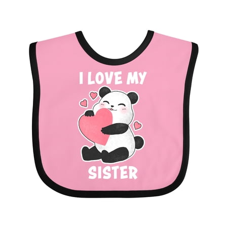 Inktastic I Love My Sister with Panda Illustration Boys or Girls Baby Bib