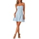 thumbnail image 2 of Vestido de Promoción Mini A-Line sin Mangas con Cremallera Expuesta en la Parte Frontal para Mujeres Chic en Azul Cielo, 2 of 6