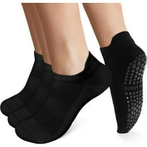 Grip Socks for Women Pilates Yoga Non Slip Socks with Grips for Barre Hospital Home Athletic 3/4 Pairs Grip Socks